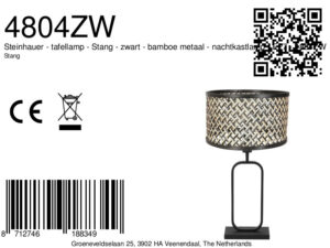 steinhauer-lámparademesa-stang-negro-bambúmetal-lámparadenoche-e27-4804zw-8a
