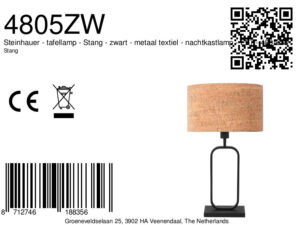 steinhauer-lámparademesa-stang-negro-metaltextil-lámparadenoche-e27-4805zw-8a