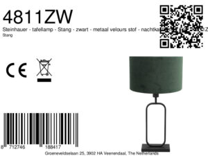 steinhauer-lámparademesa-stang-negro-metalvelourstejido-lámparadenoche-e27-4811zw-8a