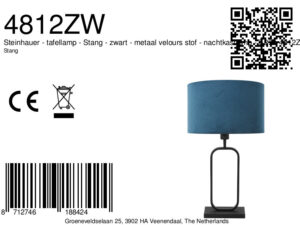 steinhauer-lámparademesa-stang-negro-metalvelourstejido-lámparadenoche-e27-4812zw-8a
