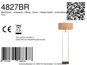 steinhauer-lámparadepie-stang-bronce-metaltextil-lámparadeambiente-e27-4827br-8a