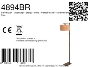 steinhauer-lámparadepie-stang-bronce-metaltextil-lámparadeambiente-e27-4894br-8a