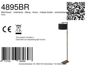 steinhauer-lámparadepie-stang-bronce-metaltextil-lámparadeambiente-e27-4895br-8a