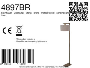 steinhauer-lámparadepie-stang-bronce-metaltextil-lámparadeambiente-e27-4897br-8a