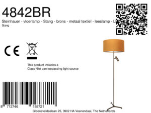 steinhauer-lámparadepie-stang-bronce-metaltextil-lámparadelectura-led_e27-4842br-8a