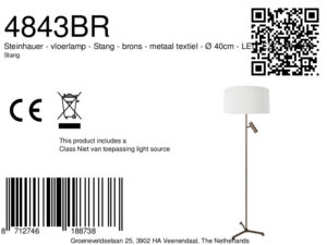 steinhauer-lámparadepie-stang-bronce-metaltextil-ø40cm-led_e27-4843br-8a