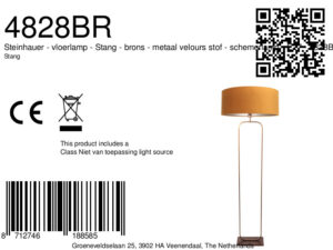 steinhauer-lámparadepie-stang-bronce-metalvelourstejido-lámparadeambiente-e27-4828br-8a