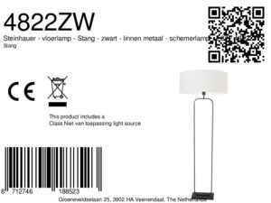 steinhauer-lámparadepie-stang-negro-linometal-lámparadeambiente-e27-4822zw-8a