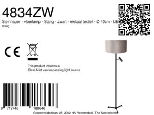 steinhauer-lámparadepie-stang-negro-metaltextil-ø40cm-led_e27-4834zw-8a