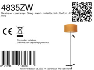 steinhauer-lámparadepie-stang-negro-metaltextil-ø40cm-led_e27-4835zw-8a