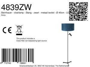 steinhauer-lámparadepie-stang-negro-metaltextil-ø40cm-led_e27-4839zw-8a