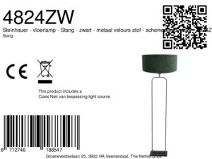 steinhauer-lámparadepie-stang-negro-metalvelourstejido-lámparadeambiente-e27-4824zw-8a