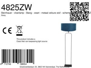 steinhauer-lámparadepie-stang-negro-metalvelourstejido-lámparadeambiente-e27-4825zw-8a