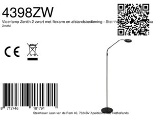 lámparadepierecargablenegrasteinhauerzenith2conbrazoflexible-8a