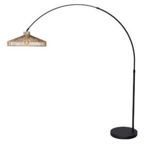 mexlite-lámparadepie-flair-negro-algodónmetal-lámparadearco-e27-4669zw-1