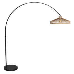 mexlite-lámparadepie-flair-negro-algodónmetal-lámparadearco-e27-4669zw-1