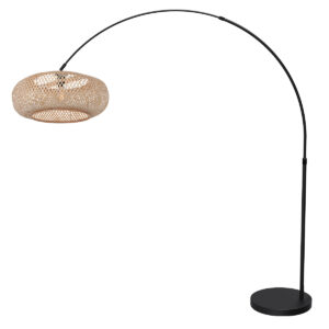 mexlite-lámparadepie-flair-negro-bambúmetal-lámparadearco-e27-4663zw-1