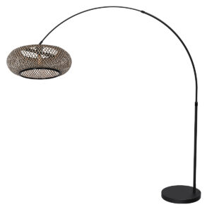 mexlite-lámparadepie-flair-negro-bambúmetal-lámparadearco-e27-4664zw-1