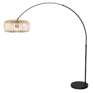 mexlite-lámparadepie-flair-negro-bambúmetal-lámparadearco-e27-4665zw-1