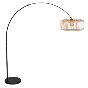 mexlite-lámparadepie-flair-negro-bambúmetal-lámparadearco-e27-4665zw-1