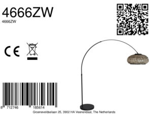 mexlite-lámparadepie-flair-negro-bambúmetal-lámparadearco-e27-4666zw-8a