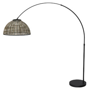 mexlite-lámparadepie-flair-negro-bambúmetal-lámparadearco-e27-4667zw-1