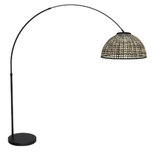 mexlite-lámparadepie-flair-negro-bambúmetal-lámparadearco-e27-4667zw-1