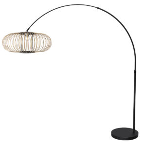 mexlite-lámparadepie-flair-negro-bambúmetal-lámparadearco-e27-4668zw-1