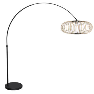 mexlite-lámparadepie-flair-negro-bambúmetal-lámparadearco-e27-4668zw-1