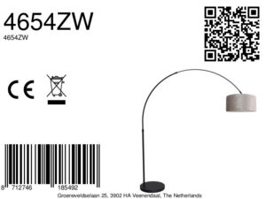 mexlite-lámparadepie-flair-negro-metaltextil-lámparadearco-e27-4654zw-8a