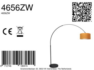 mexlite-lámparadepie-flair-negro-metaltextil-lámparadearco-e27-4656zw-8a
