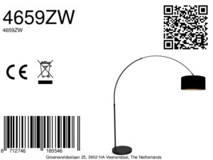 mexlite-lámparadepie-flair-negro-metaltextil-lámparadearco-e27-4659zw-8a