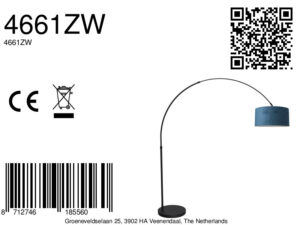 mexlite-lámparadepie-flair-negro-metaltextil-lámparadearco-e27-4661zw-8a