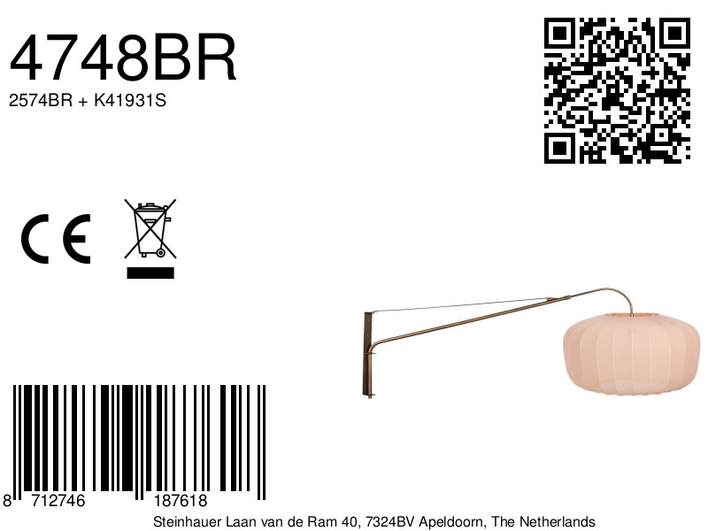 steinhauer-apliquedepared-elegantclassy-bronce-metaltextil-lámparadelectura-e27-4748br-8a