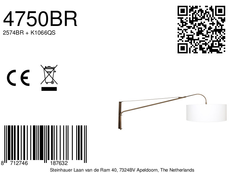 steinhauer-apliquedepared-elegantclassy-bronce-metaltextil-lámparadelectura-e27-4750br-8a