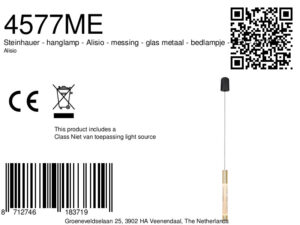 steinhauer-lámparacolgante-alisio-latón-vidriometal-lámparadecabecera-led-4577me-8a