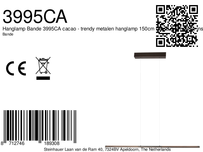 steinhauer-lámparacolgante-bande-marrón-metal-lámparadediseño-led-3995ca-8a