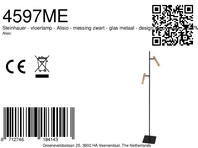 steinhauer-lámparadepie-alisio-latónnegro-vidriometal-lámparadediseño-led-4597me-8a