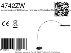 steinhauer-lámparadepie-ringlux-negro-metal-lámparadearco-led-4742zw-8a