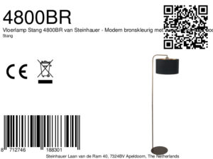 steinhauer-lámparadepie-stang-bronce-metaltextil-lámparadeambiente-e27-4800br-8a