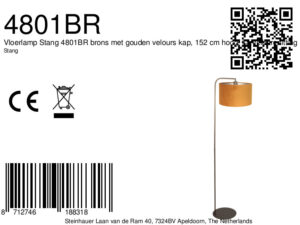 steinhauer-lámparadepie-stang-bronce-metaltextil-lámparadeambiente-e27-4801br-8a