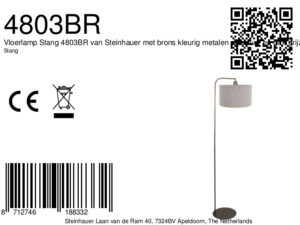 steinhauer-lámparadepie-stang-bronce-metaltextil-lámparadeambiente-e27-4803br-8a