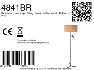 steinhauer-lámparadepie-stang-bronce-metaltextil-ø40cm-led_e27-4841br-8a