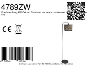 steinhauer-lámparadepie-stang-negro-bambúmetal-ø28cm-e27-4789zw-8a