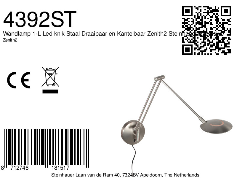 steinhauerexclusive-apliquedepared-zenith2-acero-plásticometal-lámparadecabecera-led-4392st-8a