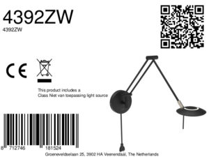 steinhauerexclusive-apliquedepared-zenith2-negro-plásticometal-lámparadecabecera-led-4392zw-8a