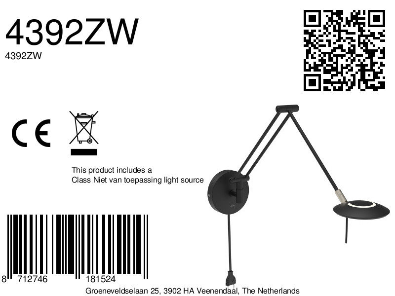 steinhauerexclusive-apliquedepared-zenith2-negro-plásticometal-lámparadecabecera-led-4392zw-8a