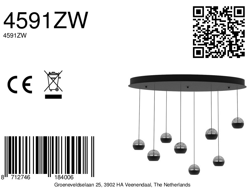 steinhauerexclusive-lámparacolgante-belluno-negro-vidriometal-lámparadediseño-led-4591zw-8a