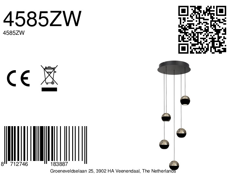 steinhauerexclusive-lámparacolgante-belluno-negro-vidriometal-ø35cm-led-4585zw-8a
